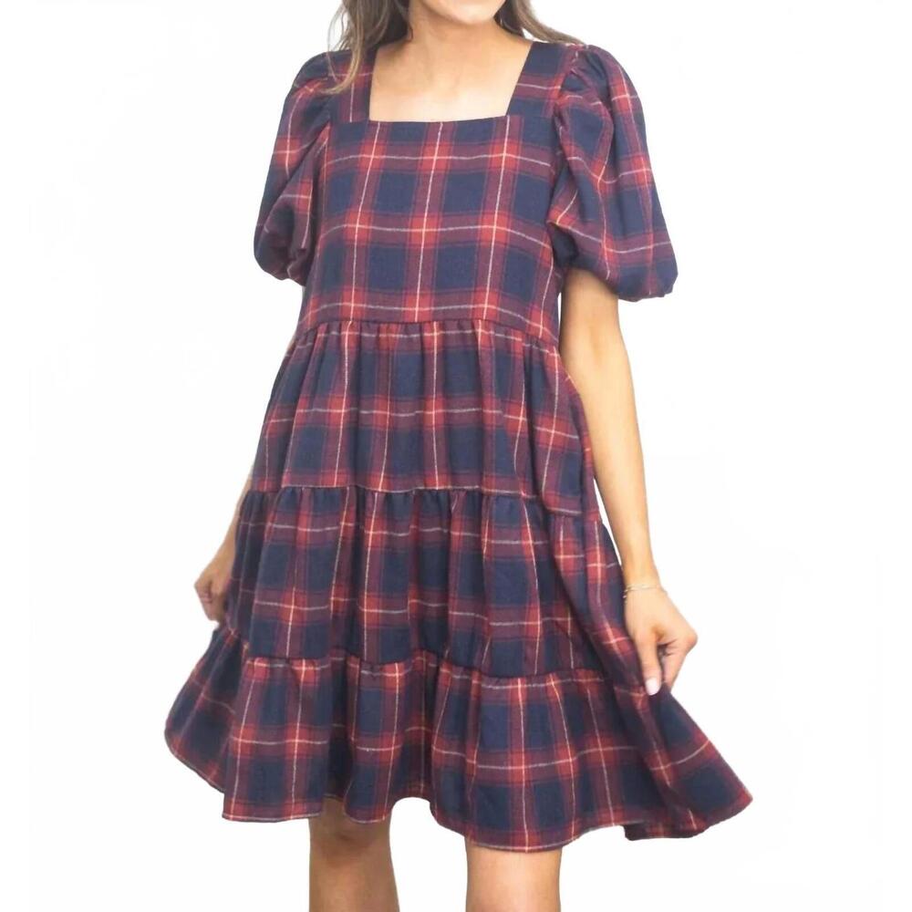 NEW SOUTHERN GRACE fireside christmas dress in plaid - Picture 2 of 5